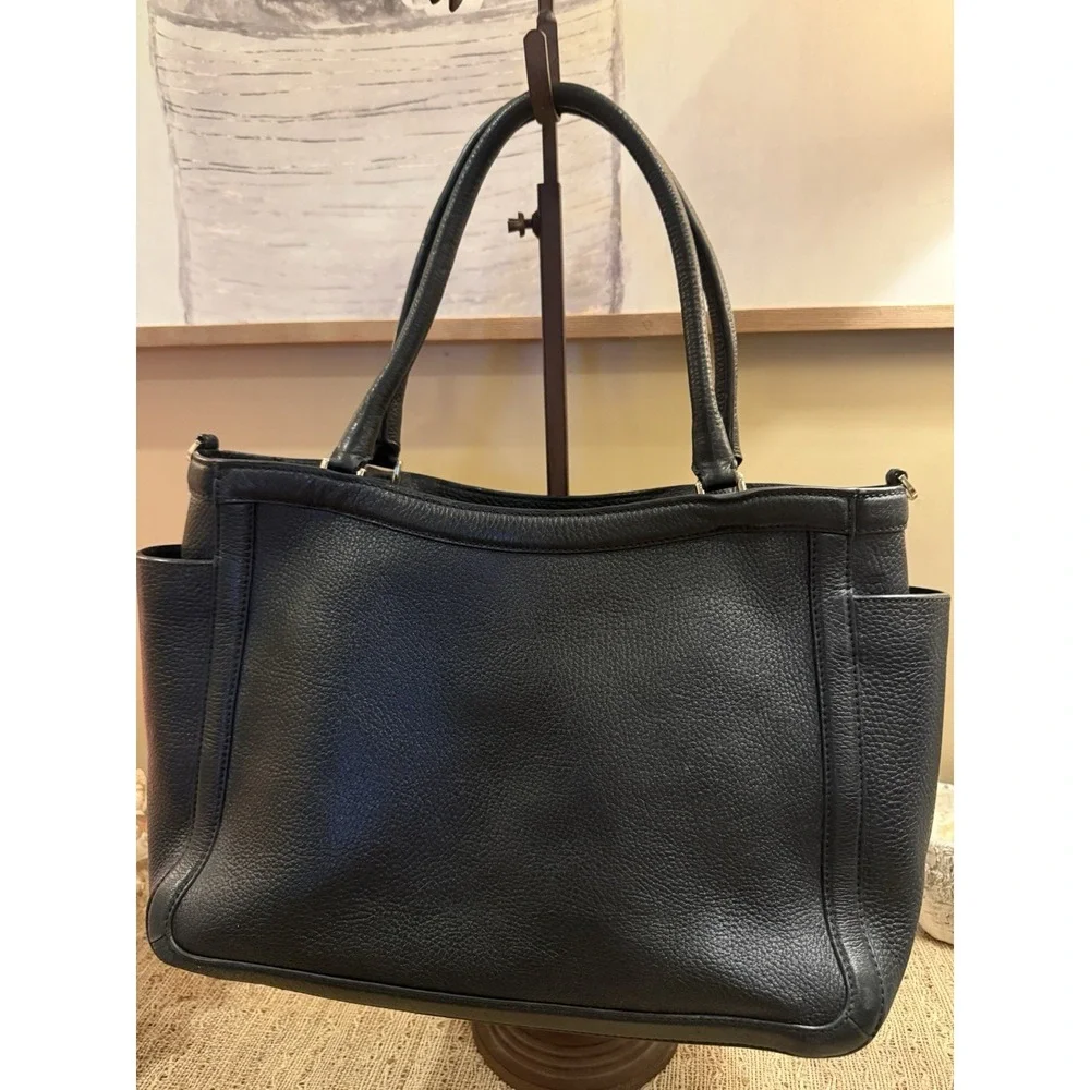 Tory Burch Serif T Black Satchel‎ Bag Rare Bag Triple Compartment Tote 525$